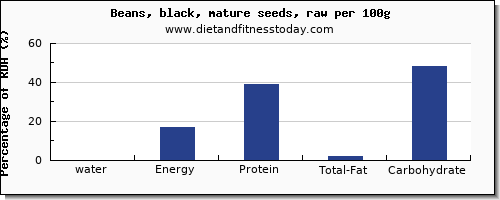 water and nutrition facts in black beans per 100g